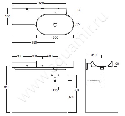 Раковина подвесная Simas Flow FL 22 размеры