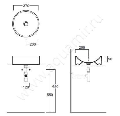 Раковина-чаша накладная Simas Flow FL 10 размеры