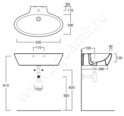 Раковина подвесная Simas LFT Spazio LFT 34 размеры
