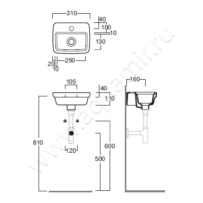 Рукомойник подвесной Simas Evolution EVO13bi*1 размеры