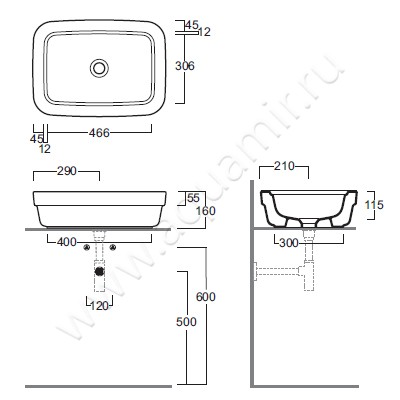 Раковина-чаша накладная Simas Evolution EVO10 размеры