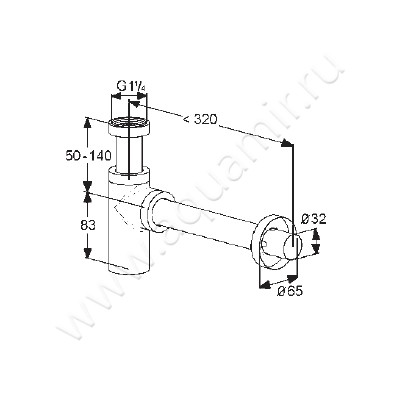 Сифон для раковины Kludi ZENTA 100200500 размеры