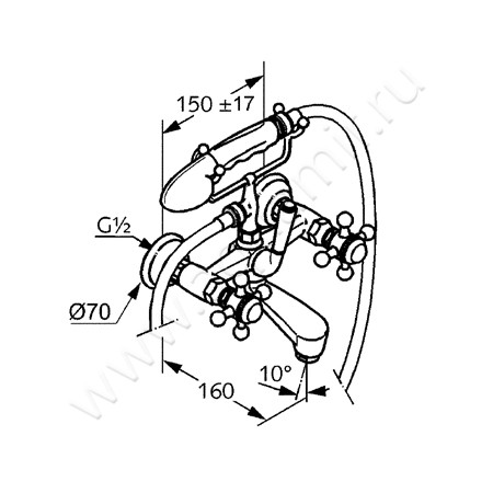 Смеситель для ванны/душа Kludi ADLON 514410520 размеры