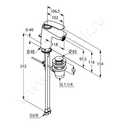 Смеситель для биде Kludi BALANCE 522160575 размеры