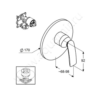 Однорычажный смеситель для душа Kludi BALANCE 526550575 размеры