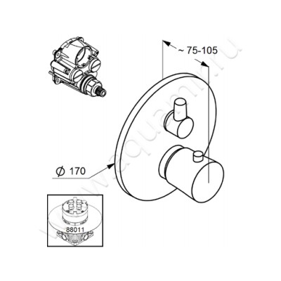 Термостатический смеситель для ванны/душа Kludi BALANCE 528300575 размеры