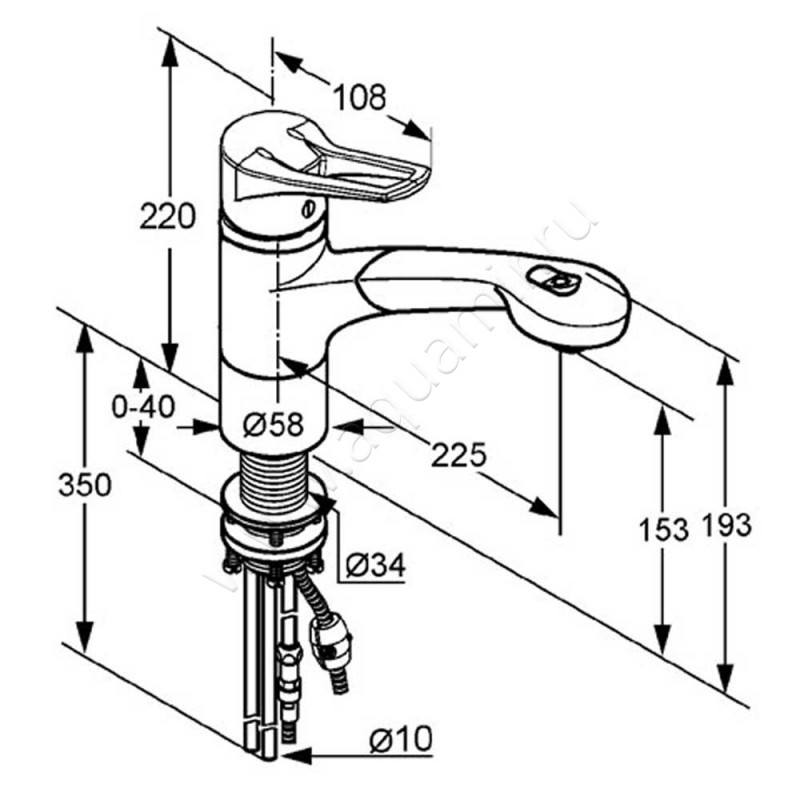 Однорычажный смеситель для кухни Kludi MX 399410562 размеры