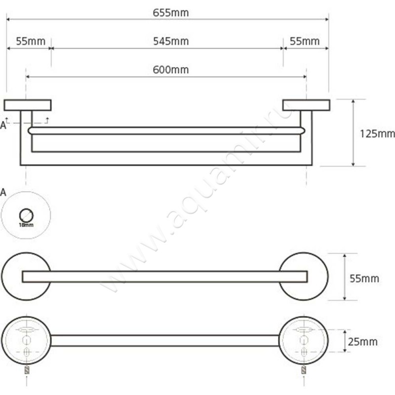Полотенцедержатель Bemeta Neo 104204055 размеры