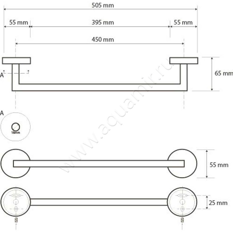 Полотенцедержатель Bemeta Neo 104204125 размеры