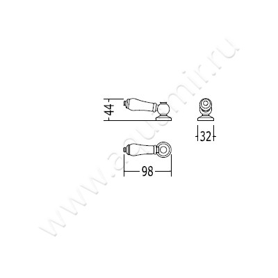 Ручка для бачка Devon & Devon Classica IB1042NKSM размеры