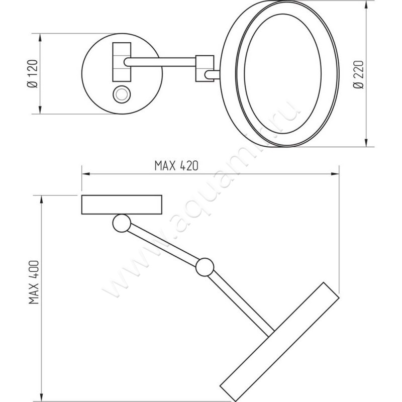 Зеркало косметическое Migliore Complementi 21985 размеры