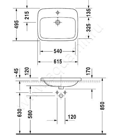 Раковина Duravit DuraStyle 0374620000 размеры