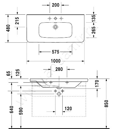 Раковина мебельная накладная Duravit DuraStyle 2320100000 размеры