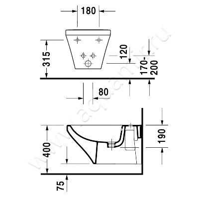 Биде подвесное Duravit DuraStyle 228615 00 00 размеры