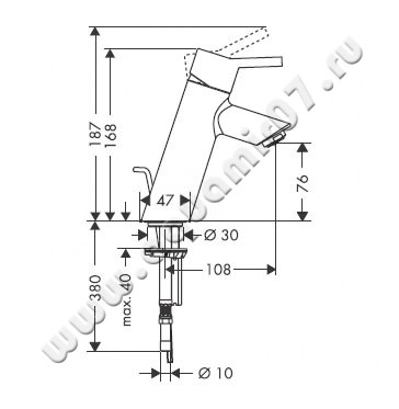 Однорычажный смеситель для раковины Hansgrohe Talis 32040000 размеры