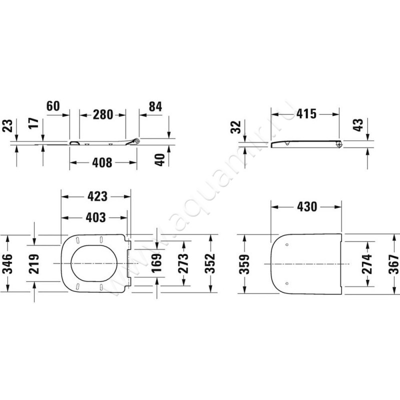 Крышка-сиденье Duravit Happy D.2 0064590000 размеры