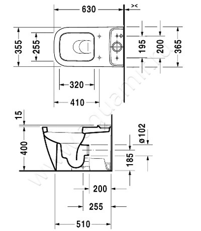 Унитаз-компакт Duravit HAPPY D.2 2134090000 + 0934000005 + 0064590000 размеры