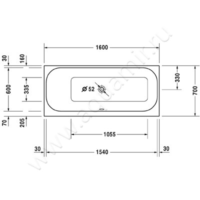 Акриловая ванна Duravit Happy D.2 700308000000000 размеры