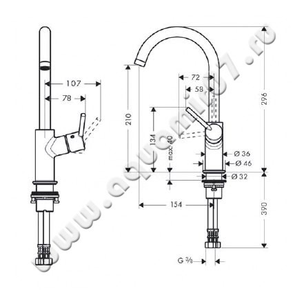 Смеситель для раковины Hansgrohe Talis 32084000 размеры