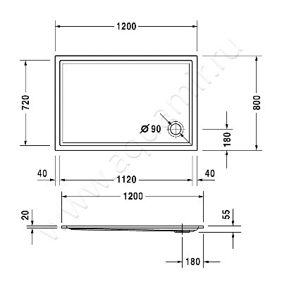 Акриловый поддон для душа Duravit Starck 720121 00 0 00 0000 размеры