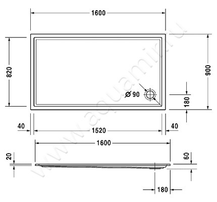 Акриловый поддон для душа Duravit Starck 720131 00 0 00 0000 размеры