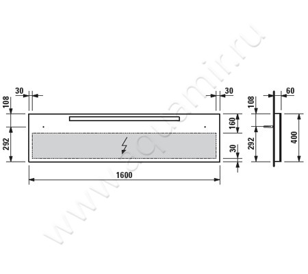 Зеркало с подсветкой Laufen Alessi one 4.4844.1.097.200.1 размеры