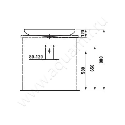 Раковина-чаша накладная с отверстием под смеситель Laufen IL BAGNO ALESSI One 8189724001041 размеры