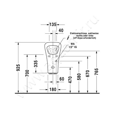 Писсуар подвесной электронный Duravit DuraStyle 2804310000 размеры