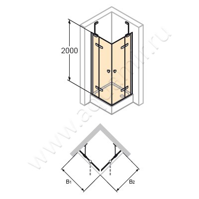 Душевой уголок с поворотными дверями Huppe Enjoy pure 4T3306092321 размеры