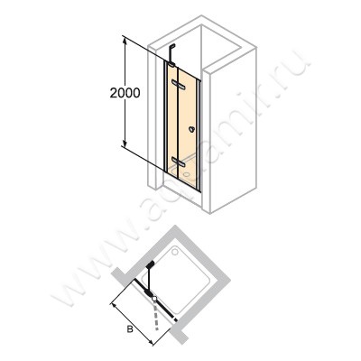 Поворотная душевая дверь в нишу Huppe Enjoy pure 4T0903092321 размеры
