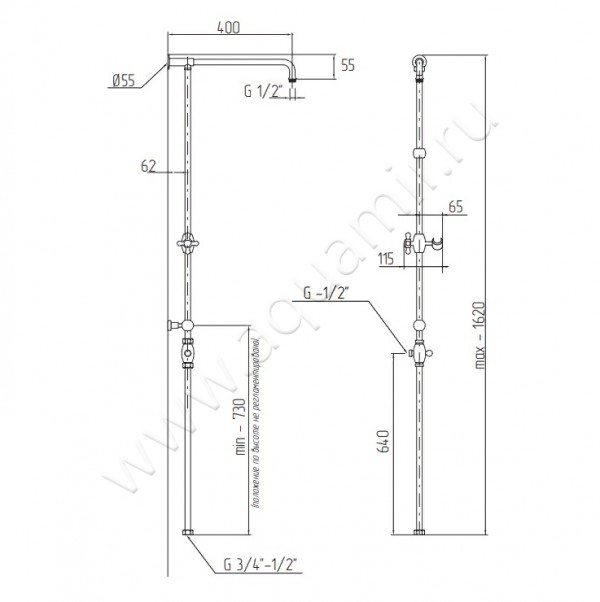 Душевая колонна Migliore Retro 19817 размеры