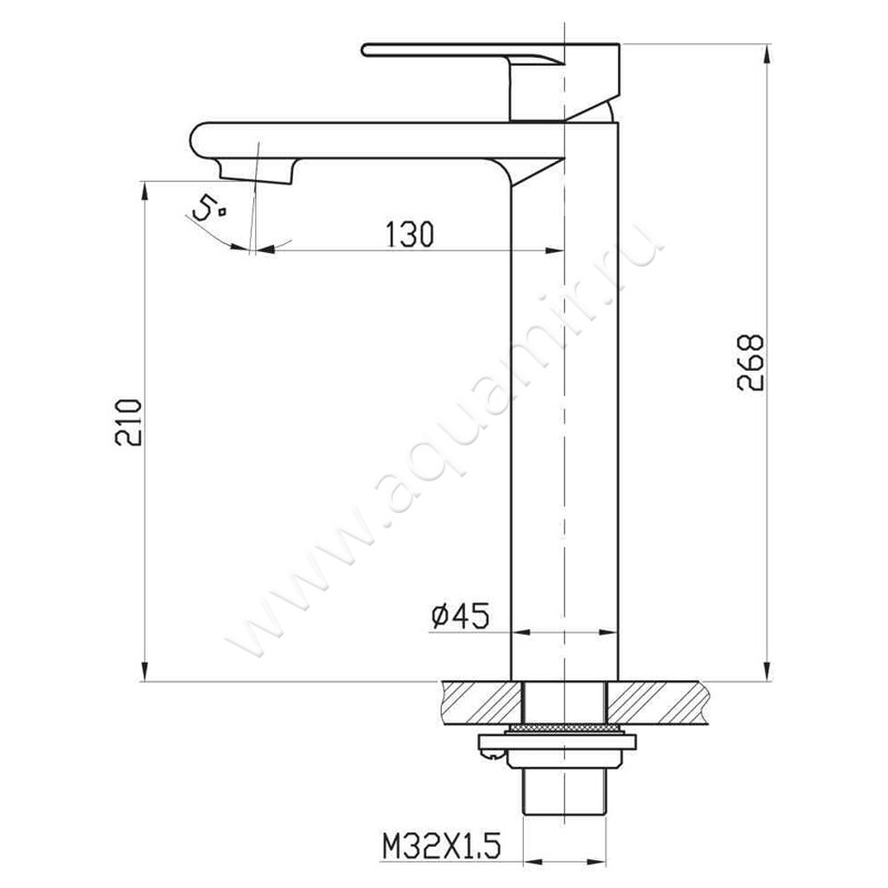 Смеситель для накладной раковины BelBagno NOVA NOV-LMC-IN размеры