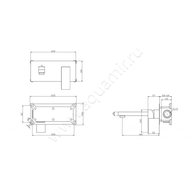 Встраиваемый смеситель для раковины BelBagno ROMANO ROM-BLM-CRM размеры