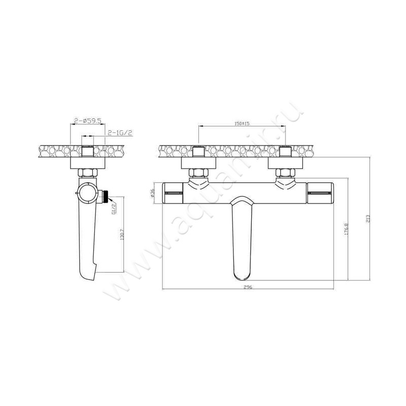 Смеситель для ванны BelBagno UNO UNO-VASM-CRM размеры