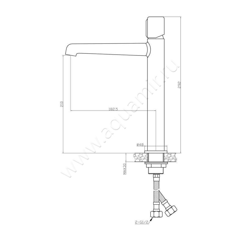 Смеситель для накладной раковины BelBagno UNO UNO-LMC-ORO-W0 размеры