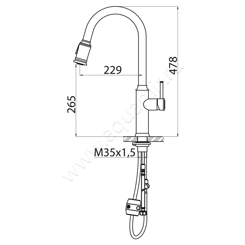 Смеситель для кухни BelBagno BB-LAM58-IN размеры