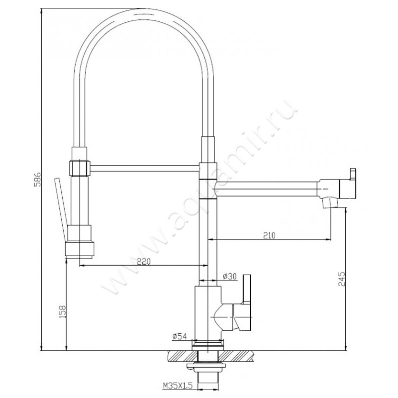 Смеситель для кухни BelBagno BB-LAM50-IN размеры