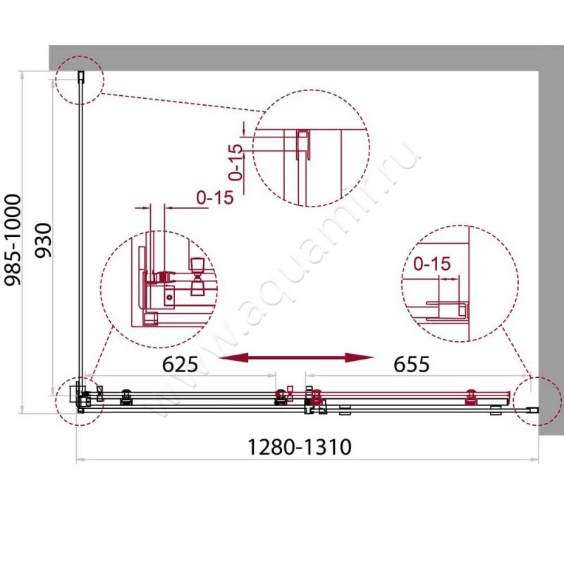 Душевой уголок BelBagno ACQUA ACQUA-AH-1-130/100-C-Cr размеры