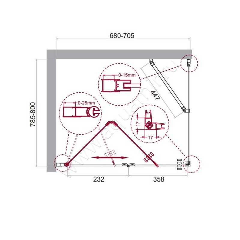 Душевой уголок BelBagno ALBANO ALBANO-ASH-1-70/80-C-Cr размеры