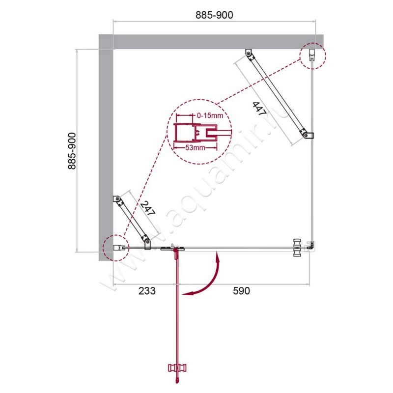 Душевой уголок BelBagno KRAFT KRAFT-A-12-90-C-Cr-L размеры