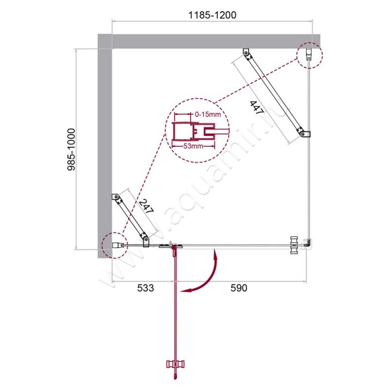 Душевой уголок BelBagno KRAFT KRAFT-AH-12-120/100-C-Cr-L размеры