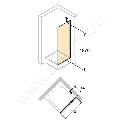 Душевая боковина для двери Huppe Design elegance 8E1003087321 размеры