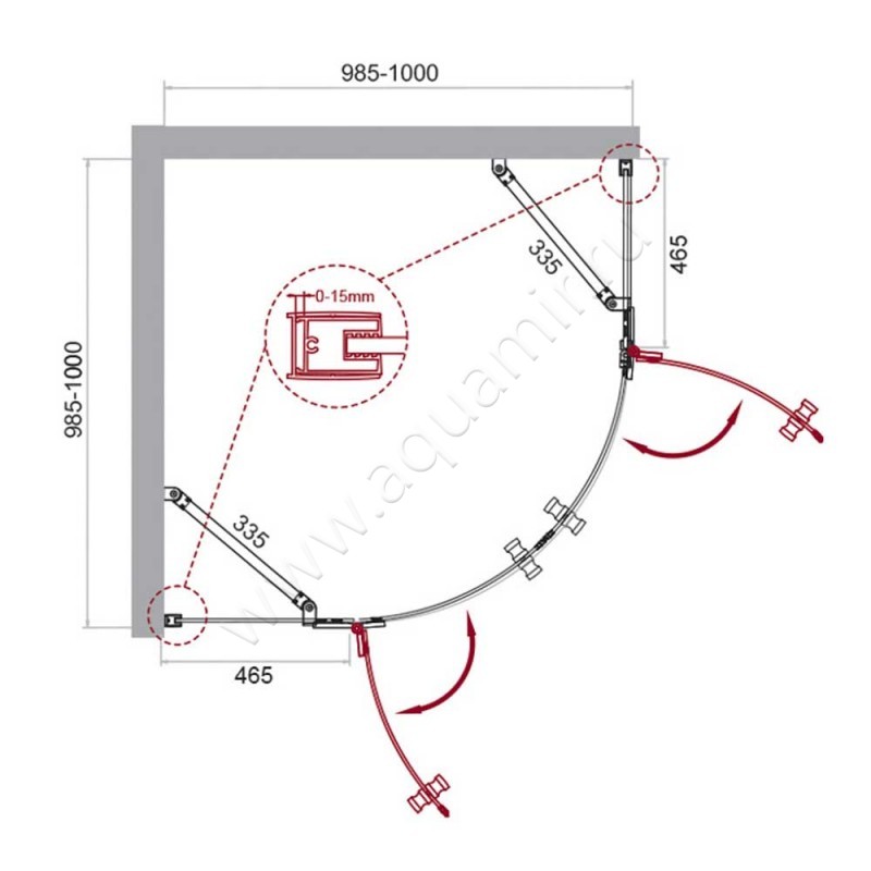 Душевой уголок BelBagno KRAFT KRAFT-R-2-100-C-Cr размеры