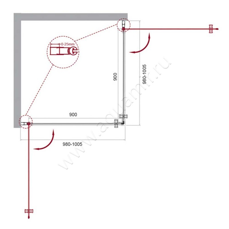 Душевой уголок BelBagno ETNA ETNA-A-2-100-C-Cr размеры