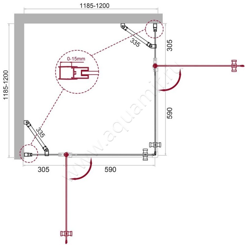Душевой уголок BelBagno ETNA ETNA-A-22-120-C-Cr размеры