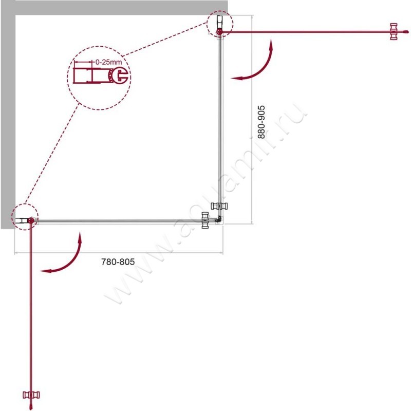 Душевой уголок BelBagno ETNA ETNA-AH-2-80/90-C-Cr размеры