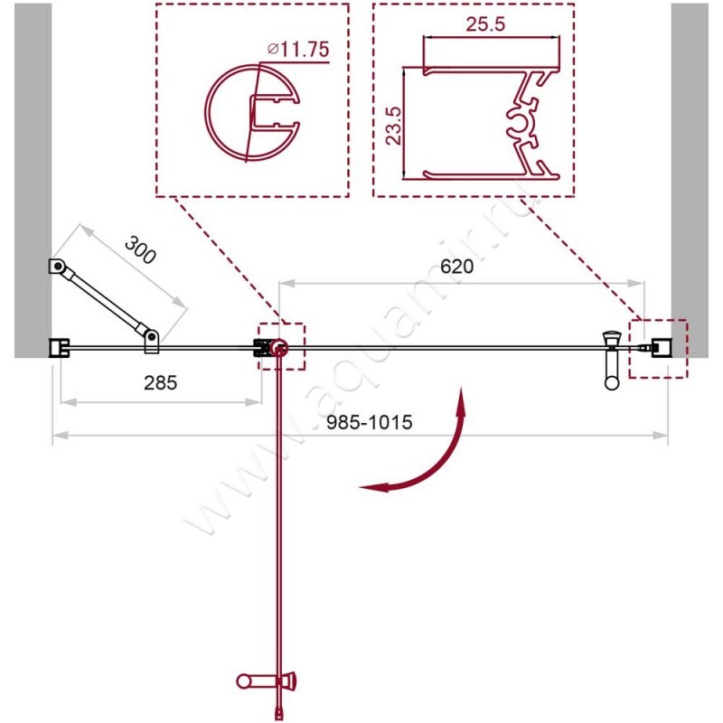 Душевая дверь в нишу BelBagno UNO UNO-B-12-30+70-C-Cr размеры