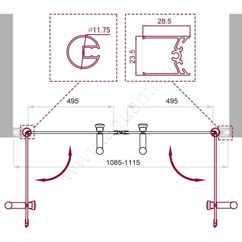 Душевая дверь в нишу BelBagno UNO UNO-B-2-110-P-Cr размеры