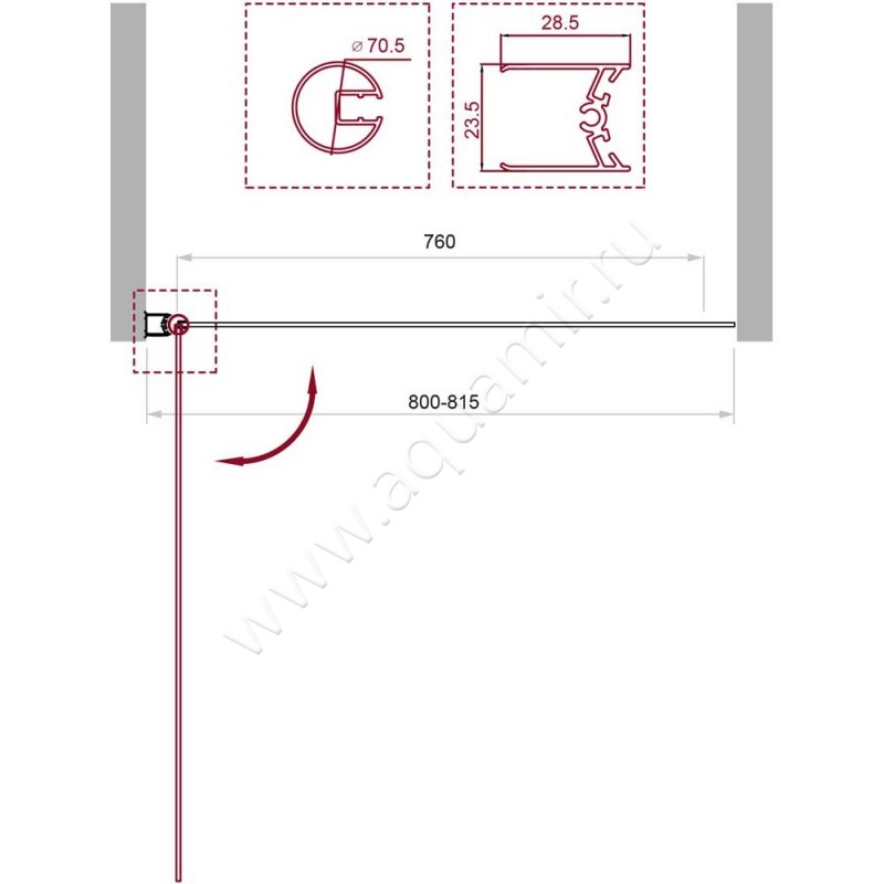 Шторка на ванну BelBagno UNO UNO-V-1-80-150-C-Cr размеры
