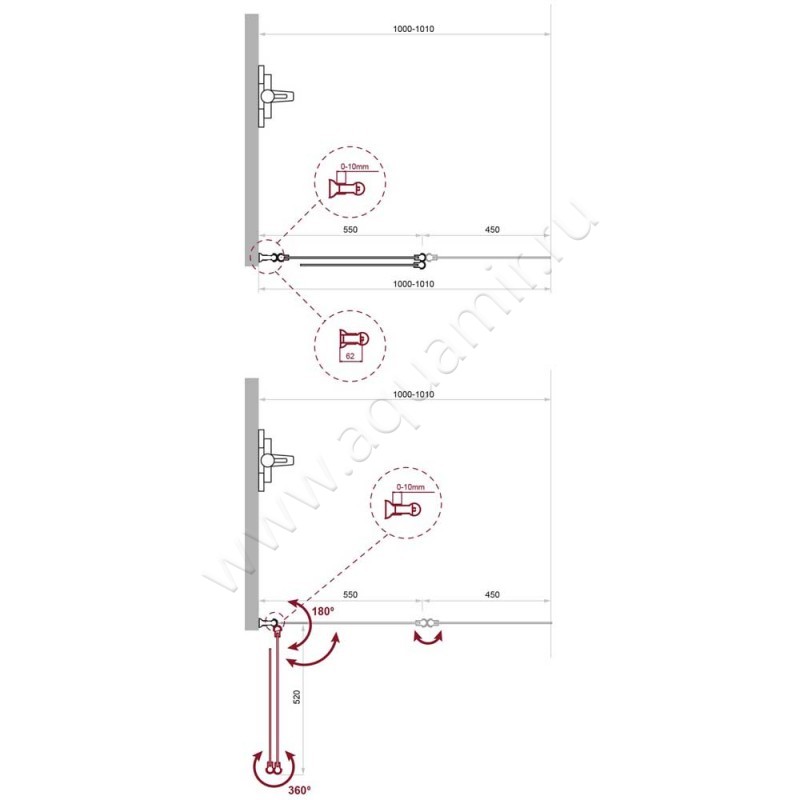 Шторка на ванну BelBagno UNO UNO-V-2-100-150-P-Cr-R размеры